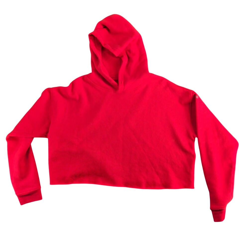 Alo Yoga Red Super Soft Cropped Hoodie Women's One Size Pilates Gym Loungewear